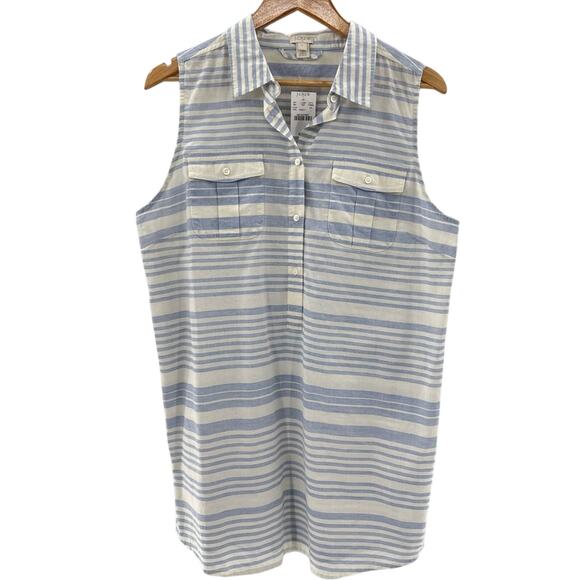 J. Crew Tops - NWT J. Crew 100% Cotton Half Button Nautical Stripe Longline Sleeveless Top L